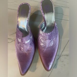 Women’s GIANNI BRAVO Mules Shoes-Purple-Pony Hair-Sz 38, US 8